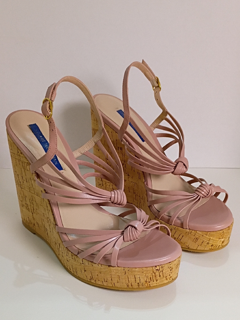 Stuart Weitzman Seascape Pink Blush Wedge Sandals